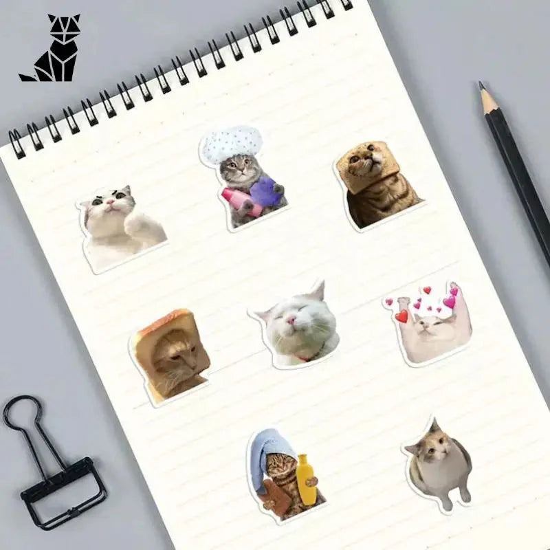 Autocollant personnalisé de votre animal de compagnie avec carnet, crayon et autocollants de chat